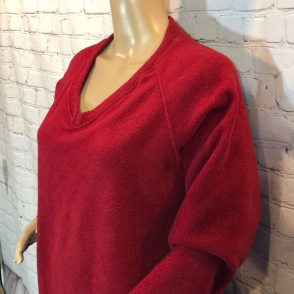 Catalina Red Fleece Vneck Oversized Sweatshirt Soft & Warm Size Large - Picture 4 of 9